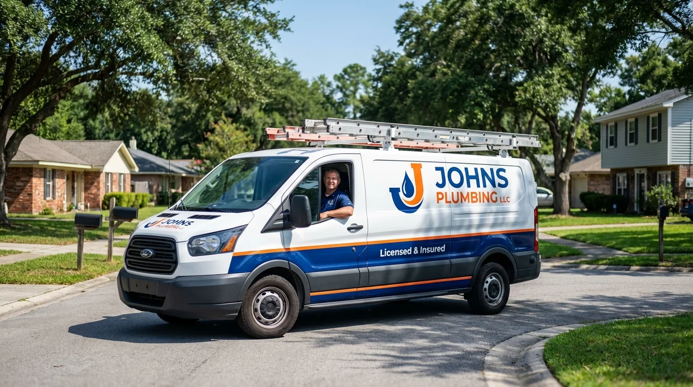 Johns Plumbing LLC service van in Hayward, WI